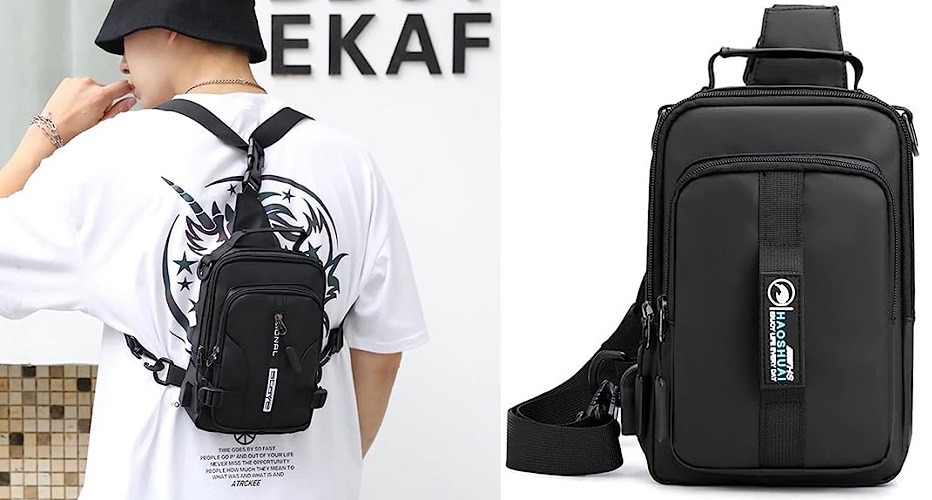 Sac à Bandoulière Unisexe Petit Format - Noir - Pour Voyage, Sport, Randonnée - Antivol Et Réglable